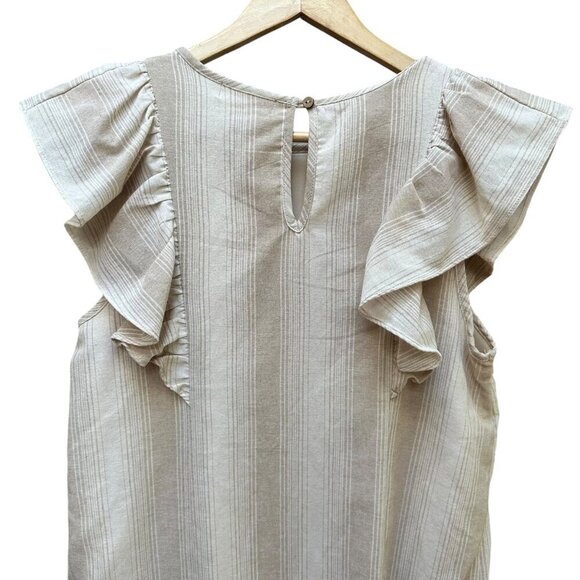 Altard State Dress Ruffle‎ Striped Keyhole Back Beige Boho Festival Cream Size M - Picture 4 of 7